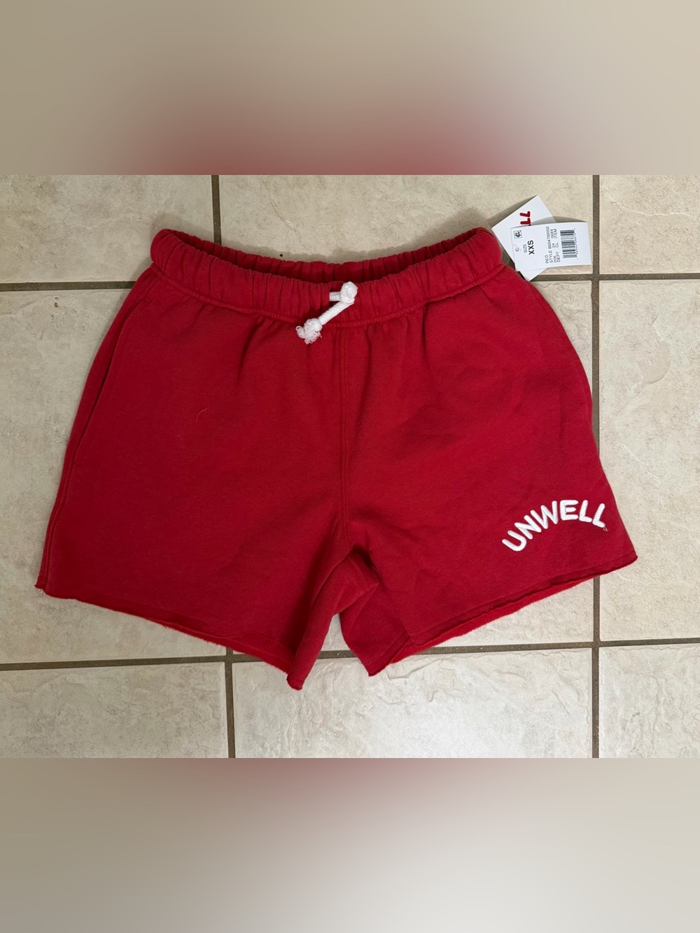 Unwell Red Fleece Drawstring Lounge Shorts Size XXS